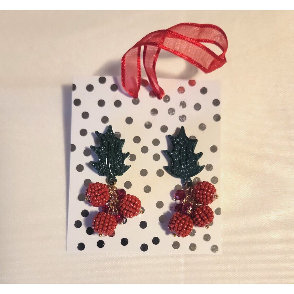 Kohl's Holy Berry Christmas Dangle Earrings $30 Retail